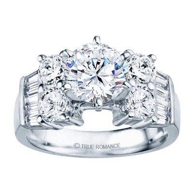 Rm387-14k White Gold Classic Semi Mount Engagement Ring