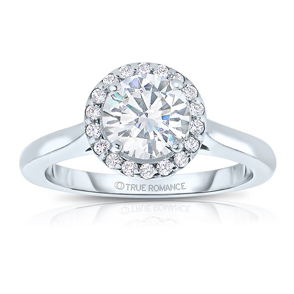 Sol102tt-14k White Gold Round Cut Halo Diamond Semi Mount Engagement Ring