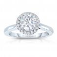 Sol102tt-14k White Gold Round Cut Halo Diamond Semi Mount Engagement Ring