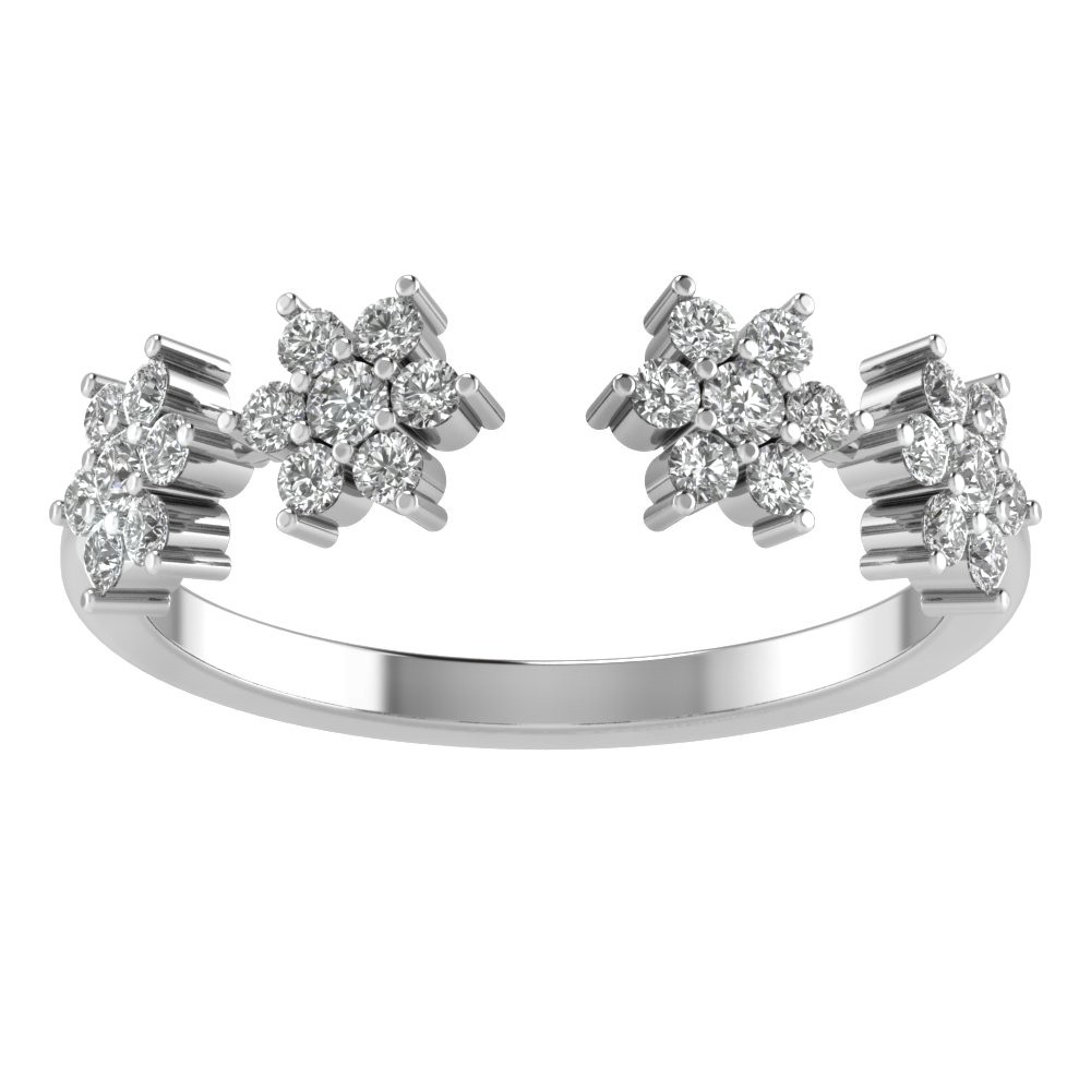 Diamond Flower Open Ring