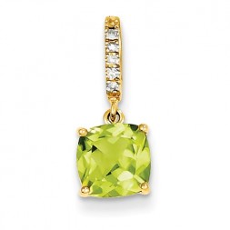 Diamond & Peridot Pendant 17mm x 7mm