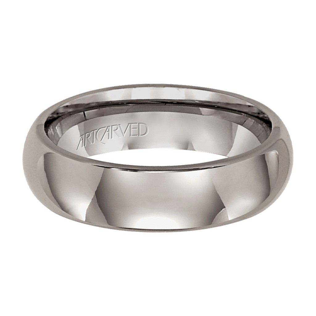Comfort Fit Titanium Wedding Band With Domed Profile And Bright Finish