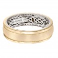 Men's Wedding Band With Celtic Pattern, Rope Edging Inside, Satin Finish And Triple Dome Profile