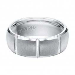 Tungsten Carbide Domed Wedding Band With Vertical Cuts