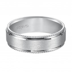 Wedding Band With Wire Finish And Rope Accent