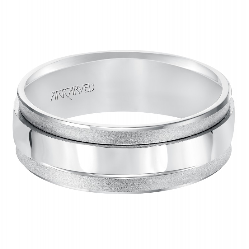 Concave Soft Sand And Bright Finished Bevel Edges Comfort Fit Wedding Band