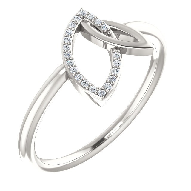 Sterling Silver .05 CTW Diamond Double Leaf Ring