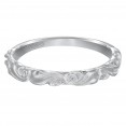 Diamond Five Stone Wedding Band With Satin Finished Floral Carving Detail To Match Engagement Ring 31-V100