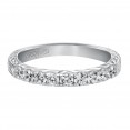 Anniversary Ring With Shared Prong Round Diamonds And Engraving On 3 Sides