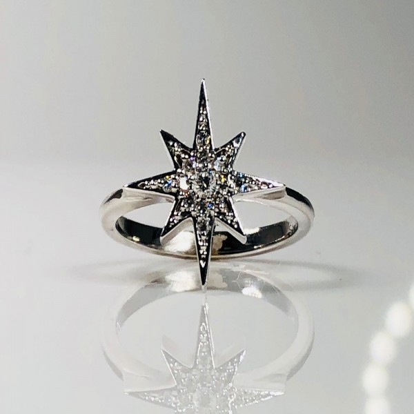 Hand-Made Diamond Starburst Ring