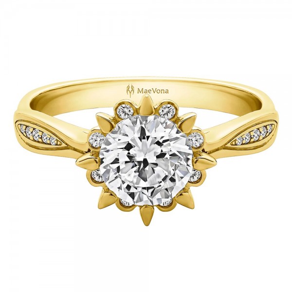 SNOWDROP ROUND HALO PAVE ENGAGEMENT WITH 0.40ct H-SI DIAMOND CENTER