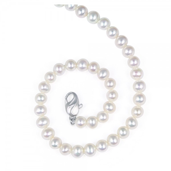 Sterling Silver 6-7MM White ASP Freshwater Cultured Pearl 18