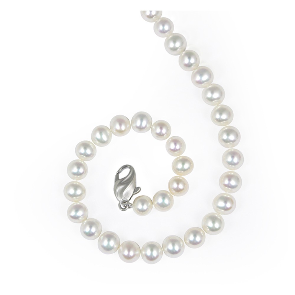 Sterling Silver 7-8MM White ASP Freshwater Cultured Pearl 16