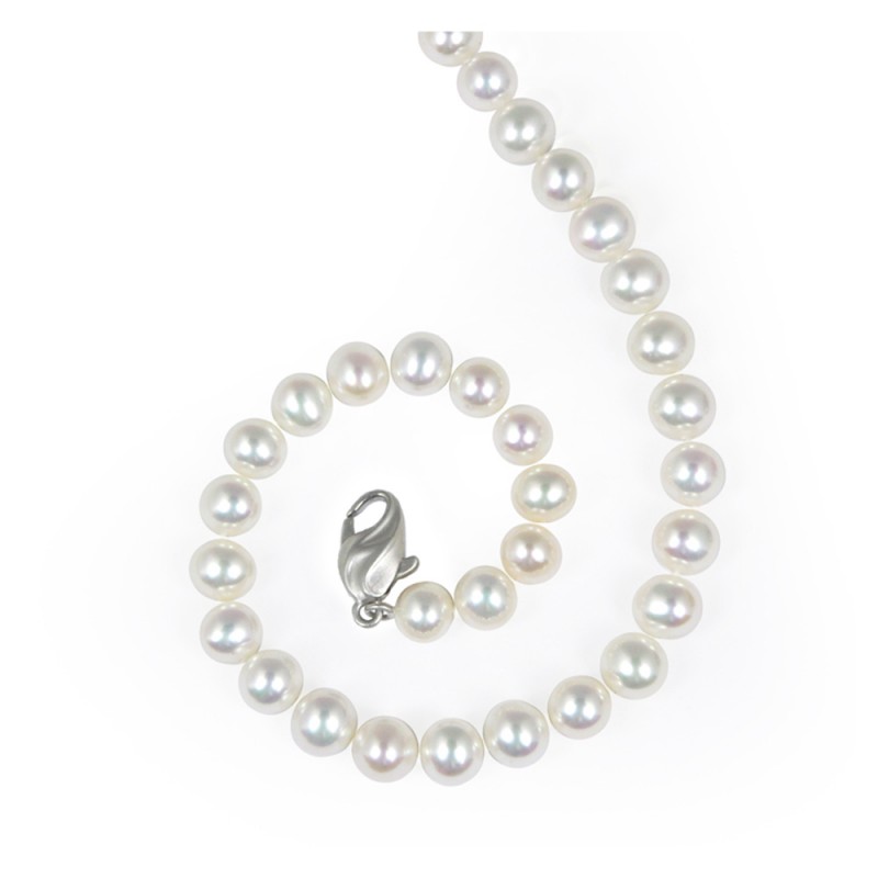 Sterling Silver 7-8MM White ASP Freshwater Cultured Pearl 18