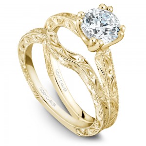 Noam Carver Engraved Yellow Gold Matching Band