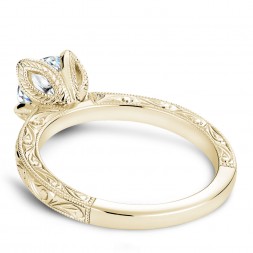 Noam Carver Engraved Yellow Gold Engagement Ring With Round Center Diamond