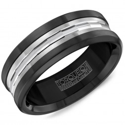 A Black Cobalt Torque Band With A White Gold Inlay.