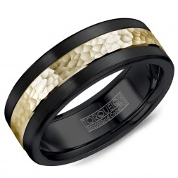 A Black Cobalt Torque Band With A Hammered Yellow Gold Inlay.