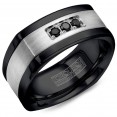 A Black Cobalt Torque Band With A Brushed White Gold Inlay Featuring Three Black Diamonds.