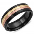 A Black Cobalt Torque Band With A Yellow And Rose Carved Gold Center.