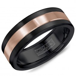 A Black Cobalt Torque Band With A Rose Gold Inlay.