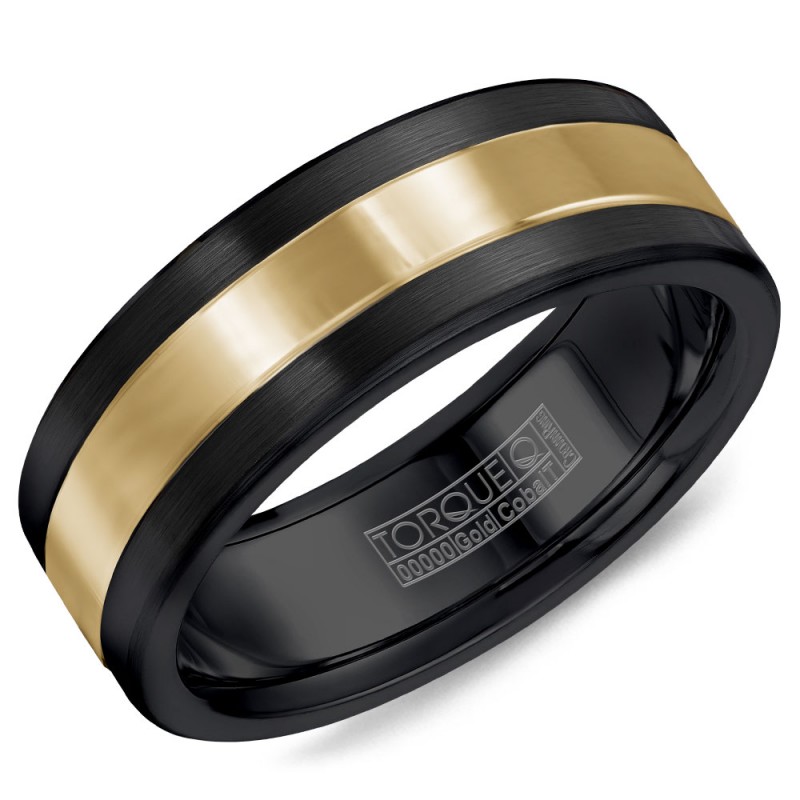 A Black Cobalt Torque Band With A Yellow Gold Inlay.