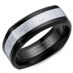 A Black Cobalt Torque Band With A Diamond Brushed White Gold Inlay.