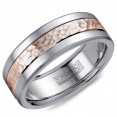 A Torque Ring In White Cobalt With A Hammered Rose Gold Center.