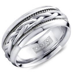 A Torque Ring In White Cobalt With A Braided White Gold Center.