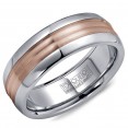 A Torque Ring In White Cobalt With A Rose Gold Center.