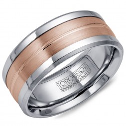 A Torque Ring In White Cobalt With A Rose Gold Inlay.