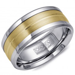 A Torque Ring In White Cobalt With A Yellow Gold Inlay.