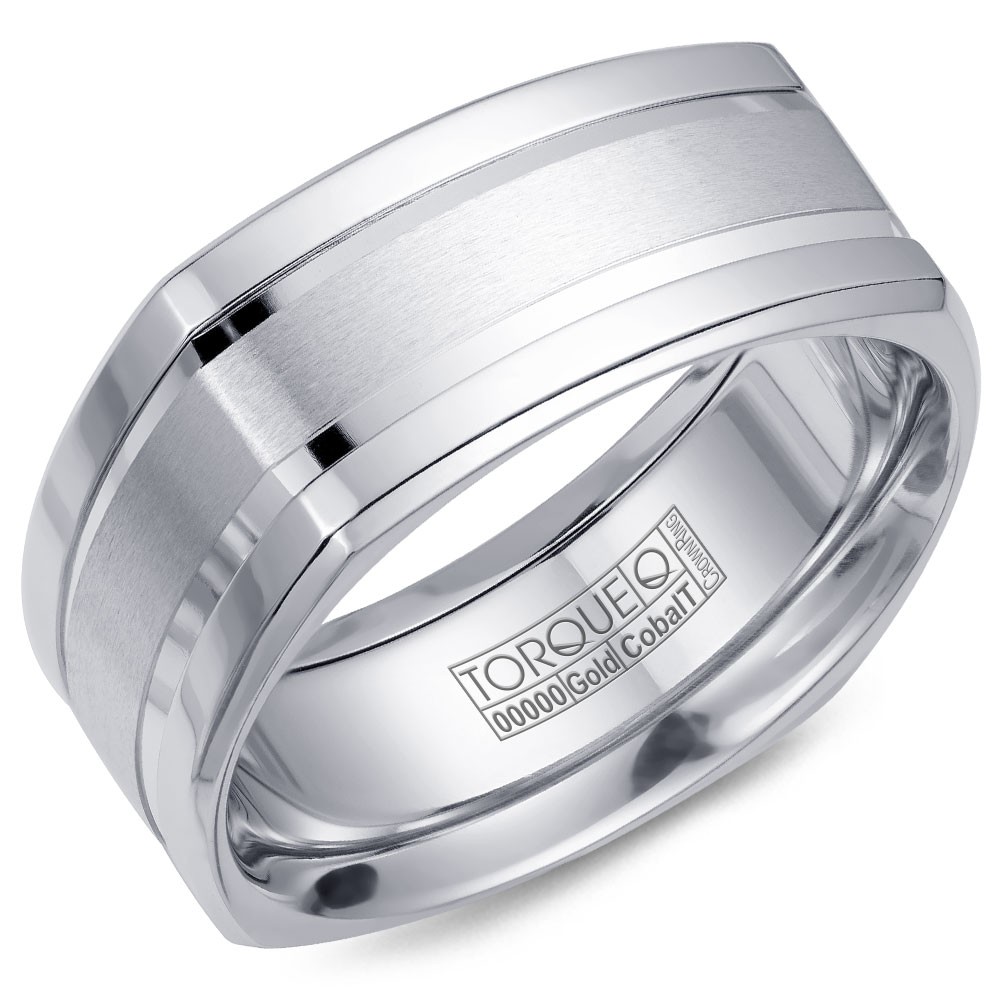 A Torque Ring In White Cobalt With A White Gold Inlay.