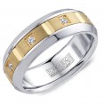 A Torque Ring In White Cobalt With A Yellow Gold Inlay And Eight Diamonds.