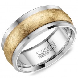 A Torque Ring In White Cobalt With A Diamond Brushed Yellow Gold Inlay.