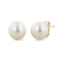14K 5+MM White Freshwater Cultured Pearl Earrings