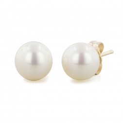 14K 6+MM White Freshwater Cultured Pearl Earrings
