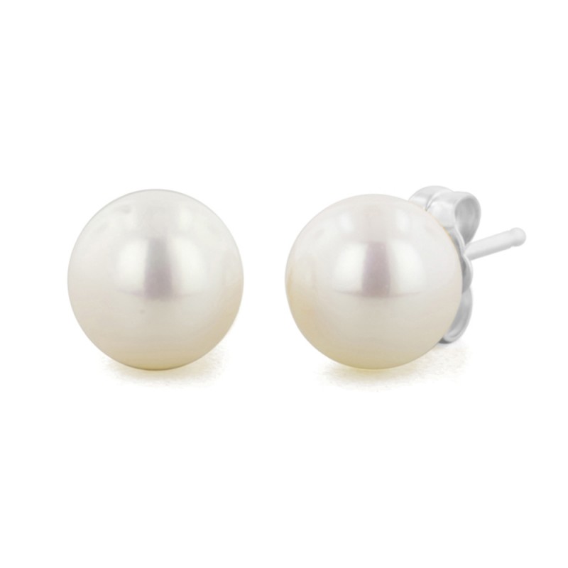 Sterling Silver 6-6.5MM White Near-Round Freshwater Cultured Pearl Stud Earring