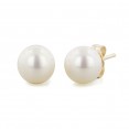 14K 8+MM White Freshwater Cultured Pearl Earrings