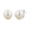 Sterling Silver 8-8.5MM White Near-Round Freshwater Cultured Pearl Stud Earring