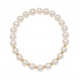 14KY Stretch Bracelet with 7-7.5mm Freshwater Cultured Pearl with Alternate Gold Beads