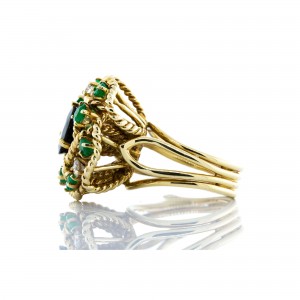 Blue Green Tourmaline, Emerald and Diamond Ring(1.90ctw)