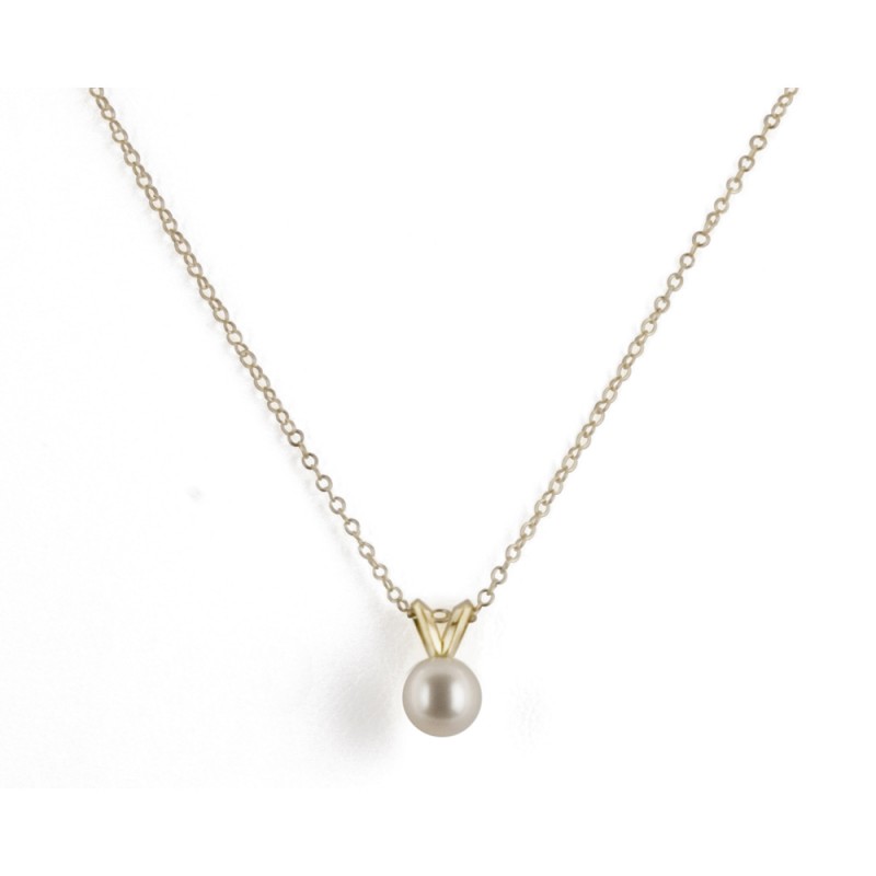 14K 5+MM White Freshwater Cultured Pearl 16