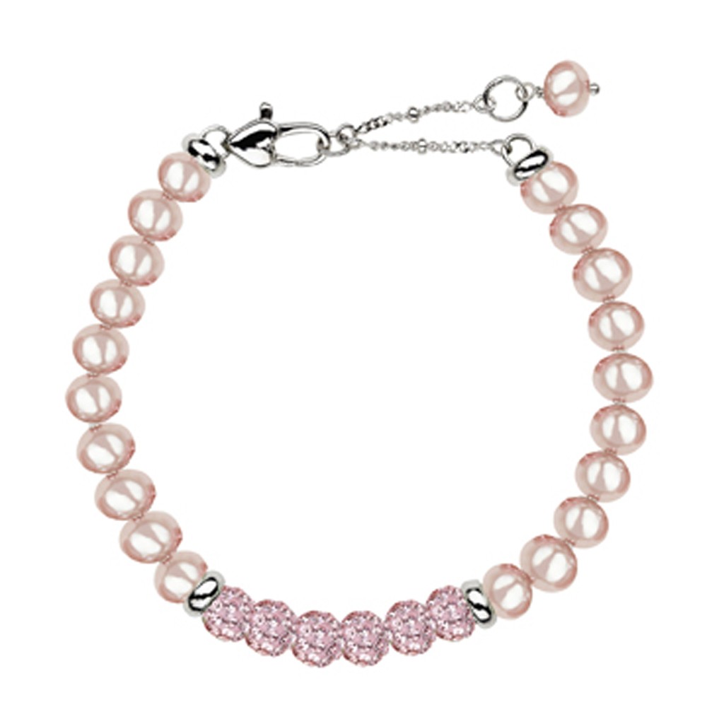 Sterling Silver Pink 5+MM Potato FWCP and Crystal 6