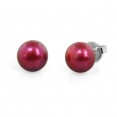 Freshwater Cultured Pearl Stud Earring Sterling Silver 9-9.5mm Cherry Button