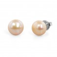 Freshwater Cultured Pearl Stud Earring Sterling Silver 9-9.5mm Dyed Peach Button