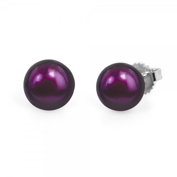 Freshwater Cultured Pearl Stud Earring Sterling Silver 9-9.5mm Grape Button