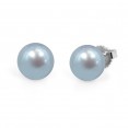 Freshwater Cultured Pearl Stud Earring Sterling Silver 9-9.5mm Sky Blue Button