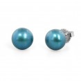 Freshwater Cultured Pearl Stud Earring Sterling Silver 9-9.5mm Teal Button