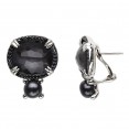 Sterling Silver Crystal and Hematite Doublet with Black Spinel and 7-7.5mm Black FWCP Clipback Earrs